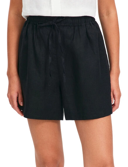 LINEN Шорты женские короткие, цвет черный, фото 2