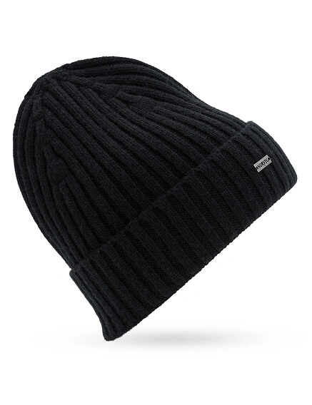 Шерстяная шапка  с отворотом, цвет черный, фото 3