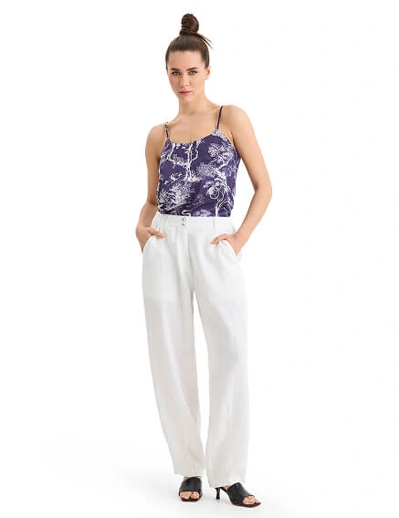 Брюки женские с карманами серии LINEN, цвет белый, фото 1