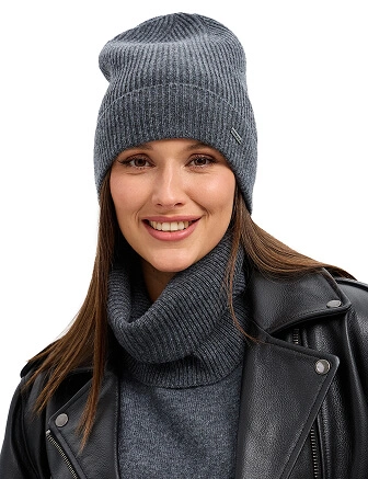 Снуд из шерсти, цвет серый меланж, фото 3