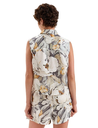 Блуза SILK женская без рукавов, цвет паттерн peonies, фото 2