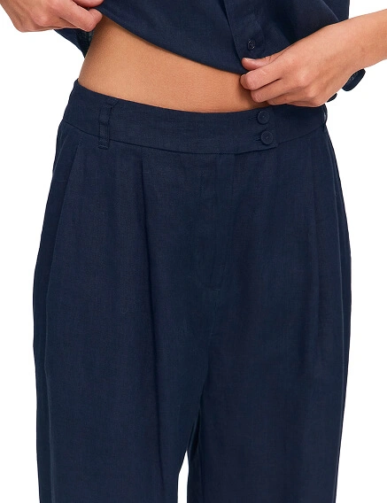 LINEN Брюки женские прямые, цвет темно-синий, фото 3
