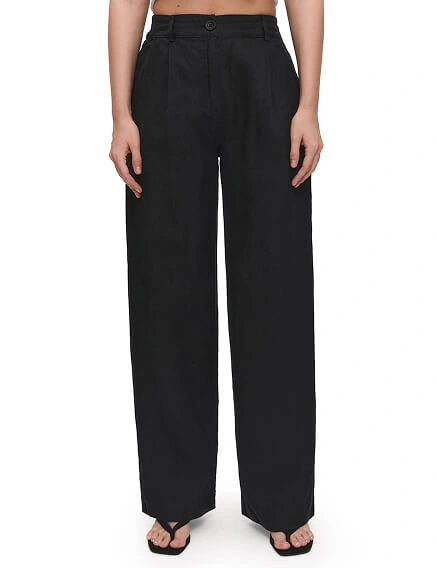 LINEN Брюки женские прямые, цвет черный, фото 2