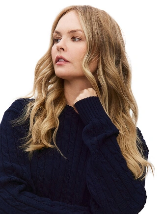 Джемпер с орнаментом "косы" укороченный, цвет темно-синий, фото 2