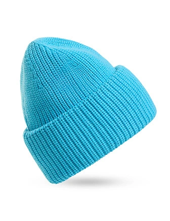 Теплая шапка с отворотом из 100% шерсти, цвет бирюзовый, фото 2