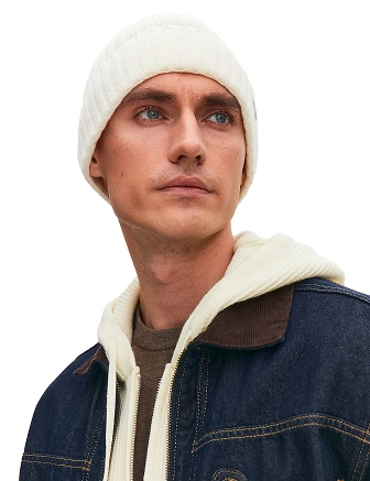 Шерстяная шапка  с отворотом, цвет белый, фото 3