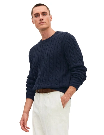 Джемпер Cotton мужской "косы", цвет темно-синий, фото 3