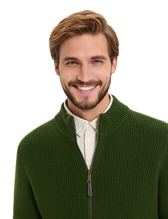 Кардиган мужской на молнии Merino Knitted, цвет олива, фото 2