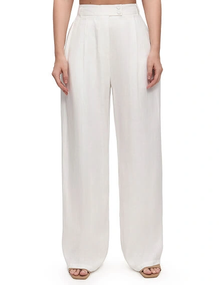 LINEN Брюки женские base, цвет белый, фото 2