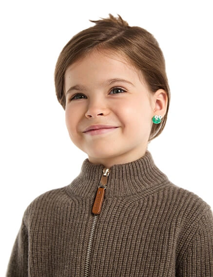 Кардиган из 100% шерсти мериноса на молнии для девочек, цвет коричневый, фото 2