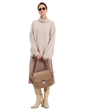 Свитер женский "косы", цвет бежевый, фото 3