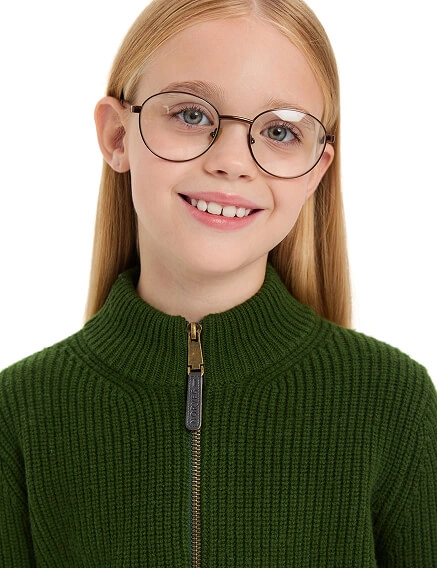 Кардиган из 100% шерсти мериноса на молнии для девочек, цвет олива, фото 2