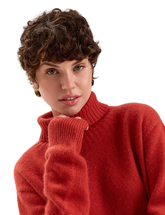 Свитер из пуха ангорского кролика, цвет терракот, фото 2