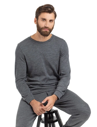 Термобелье костюм для сна и дома мужской из шерсти мериноса, цвет серый меланж, фото 2