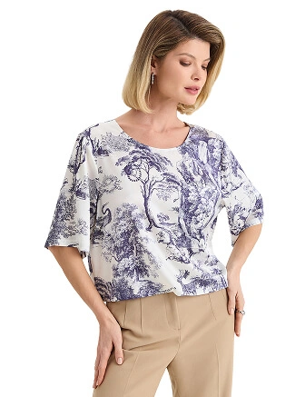 Топ женский серии SILK, цвет принт светлый toile de jouy, фото 1