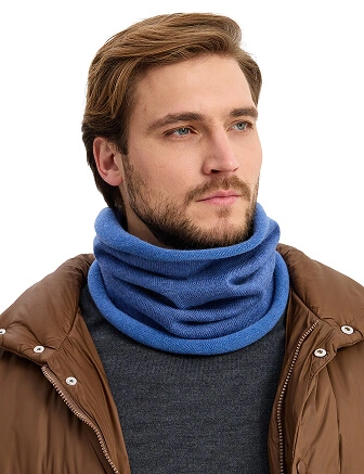Теплый снуд из шерсти мериносов, цвет джинс, фото 3
