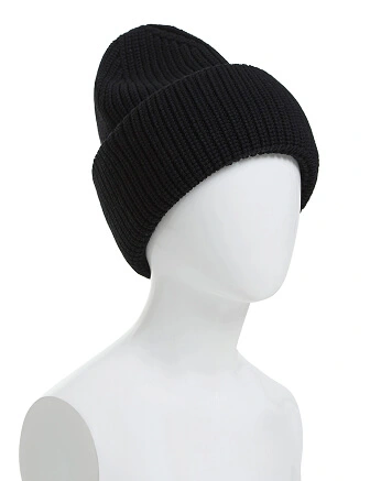 Женская шапка с отворотом из 100% шерсти, цвет черный, фото 1