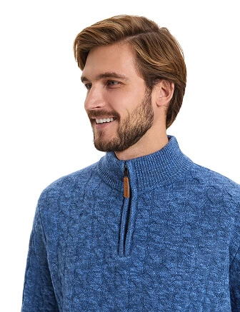 Джемпер мужской с косами, цвет джинс, фото 2