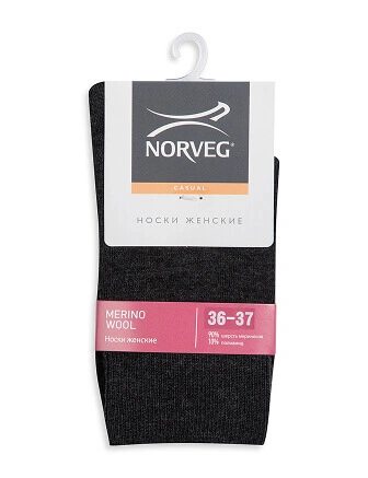 Носки женские из шерсти мериноса серии MERINO WOOL, цвет темно-серый меланж, фото 3