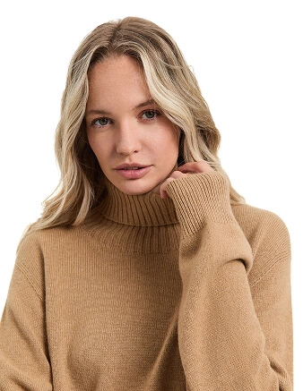 Свитер женский Cashmere&Merino blend oversize, цвет бежевый, фото 2