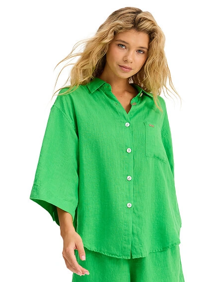 Рубашка женская серии LINEN, цвет ярко зеленый, фото 1
