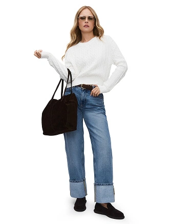 Джемпер с орнаментом "косы" укороченный, цвет белый, фото 3