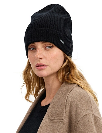 Шапка из шерсти с отворотом, цвет черный, фото 1