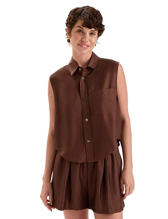 Шорты SILK женские с карманом, цвет шоколад, фото 3