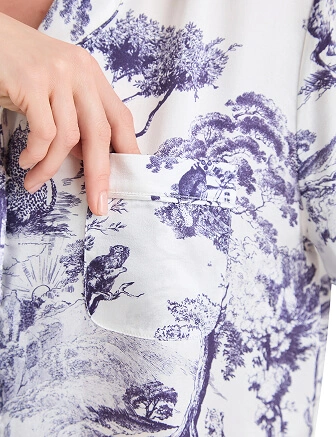 Комплект женский из шелка (жакет+шорты), цвет принт светлый toile de jouy, фото 3