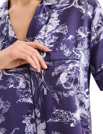 Комплект женский из шелка (жакет+шорты), цвет принт темный toile de jouy, фото 3