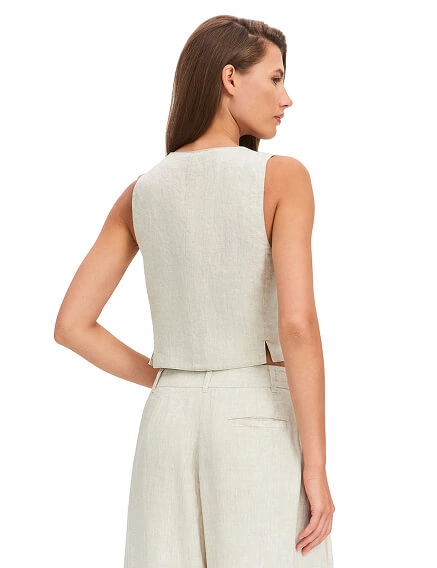 Элегантный льняной жилет LINEN, цвет бежевый меланж, фото 2