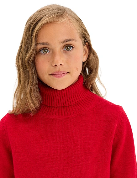 Свитер Merino Base детский для девочек-подростков, цвет алый, фото 3