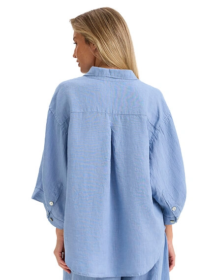 Рубашка женская серии LINEN, цвет голубой пепельный, фото 2