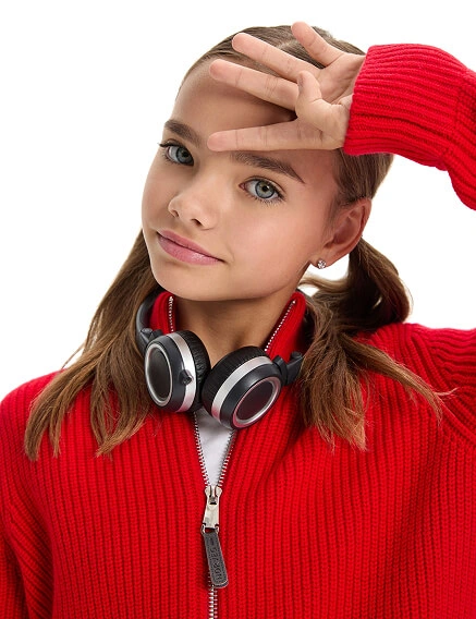 Кардиган из 100% шерсти мериноса на молнии для девочек-подростков, цвет красный, фото 2