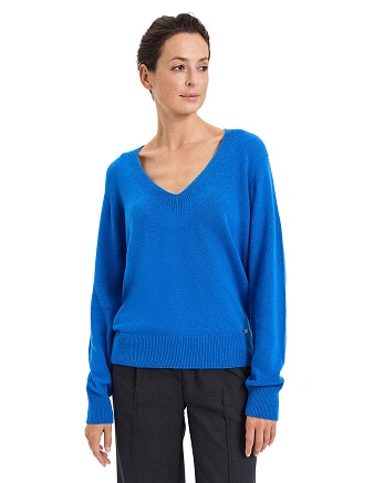 Джемпер Cashmere&Merino blend V-вырез, цвет синий ультрамарин, фото 1