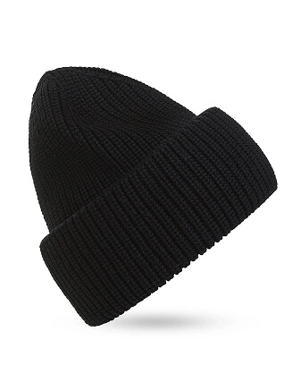 Женская шапка с отворотом из 100% шерсти, цвет черный, фото 2