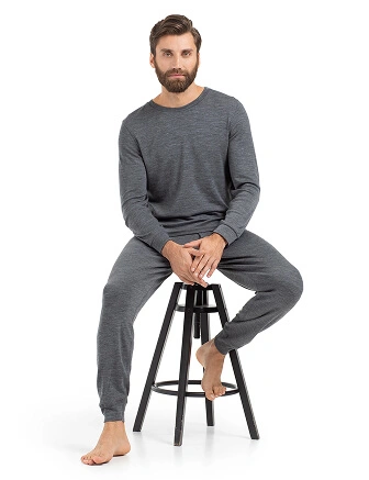 Термобелье костюм для сна и дома мужской из шерсти мериноса, цвет серый меланж, фото 1