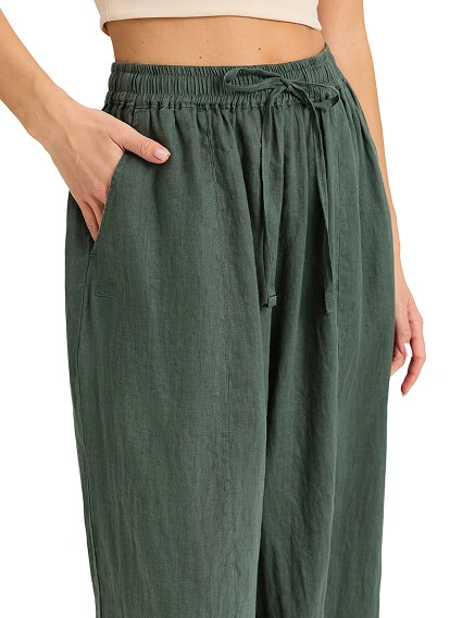 Брюки женские "baggy" серии LINEN, цвет темно-зеленый, фото 3
