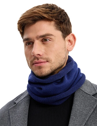 Теплый снуд из шерсти мериносов, цвет темно-синий, фото 3