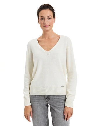 Джемпер Cashmere&Merino blend V-вырез, цвет молочный, фото 1