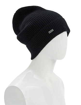 Шапка из шерсти с отворотом, цвет черный, фото 2