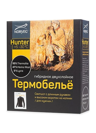 Термофутболка мужская (свитшот)  с высоким воротом на молнии для охоты и рыбалки серии HUNTER, фото 3