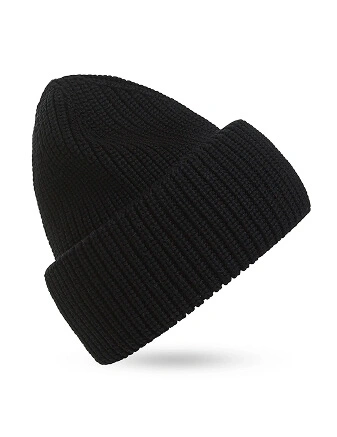 Мужская шапка с отворотом из 100% шерсти, цвет черный, фото 2