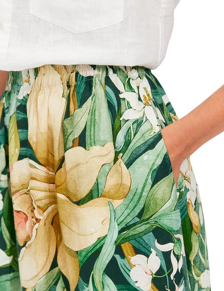 Юбка LINEN из умягченного льна, цвет паттерн tropical flowers, фото 3