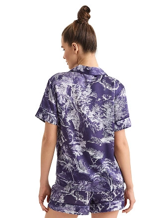 Комплект женский из шелка (жакет+шорты), цвет принт темный toile de jouy, фото 2