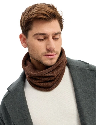 Теплый снуд из шерсти мериносов, цвет коричневый меланж, фото 3