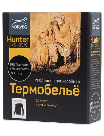 Термофутболка мужская (свитшот) для охоты и рыбалки серии HUNTER. Размер XL-XXXL, цвет черный, фото 3