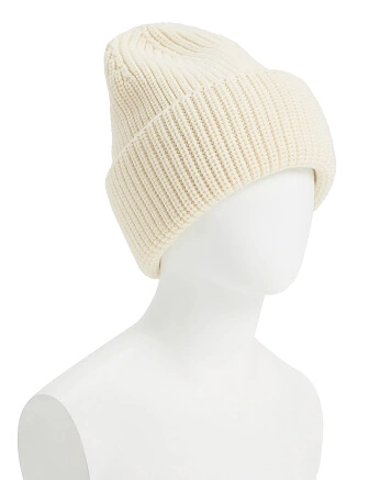 Мужская шапка с отворотом из 100% шерсти, цвет белый, фото 1