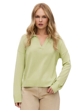 Джемпер-поло женский, цвет бледно-зеленый, фото 1