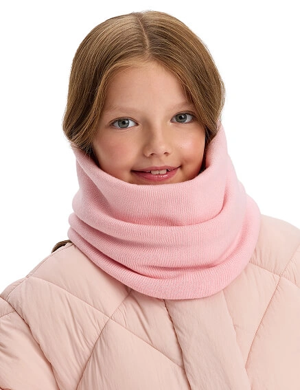 Теплый снуд из шерсти мериносов, цвет розовый, фото 1